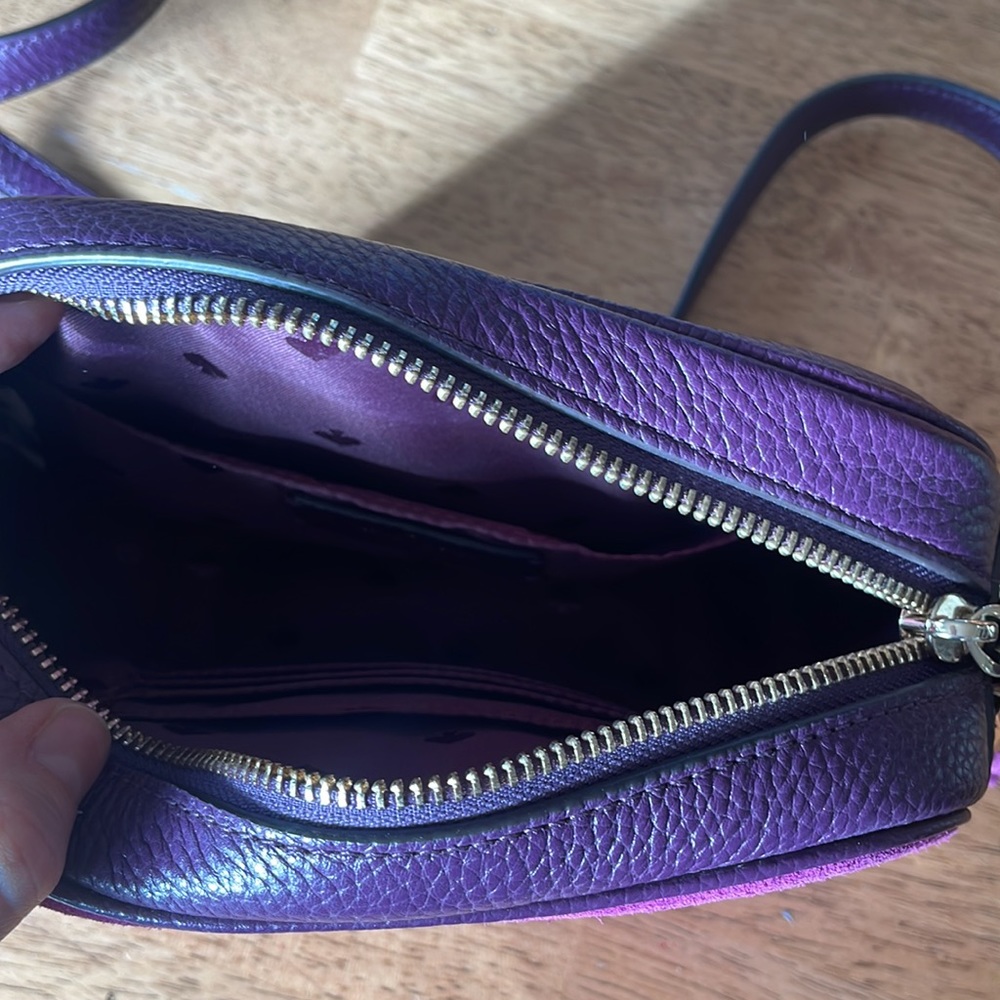 Kate Spade Baja Rose Purple Leather & Suede Camera Crossbody Bag - Picture 8 of 10